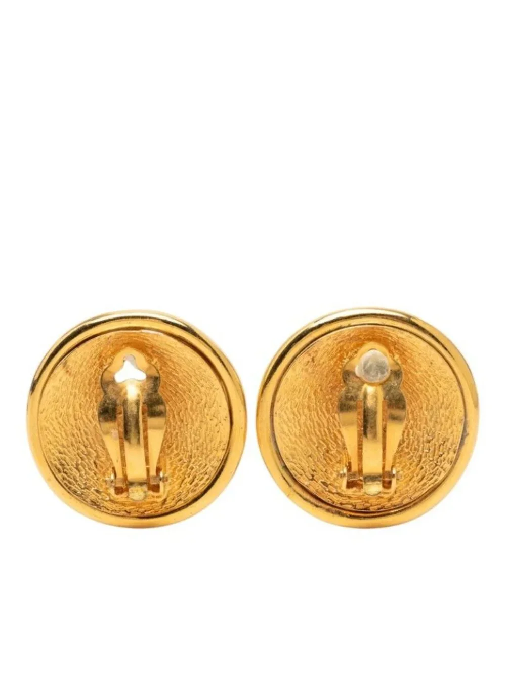 Chanel CC Logo Round Earrings Gold Plated